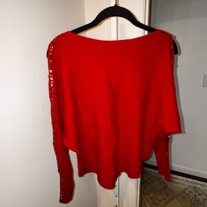 VILA Off-the-Shoulder Red Sweater with cut out sleeves